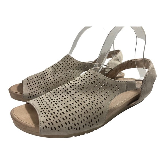 Earth Womens Linden Laveen Womens 9.5M Taupe Leather All Day Comfort Sandals - Picture 2 of 10